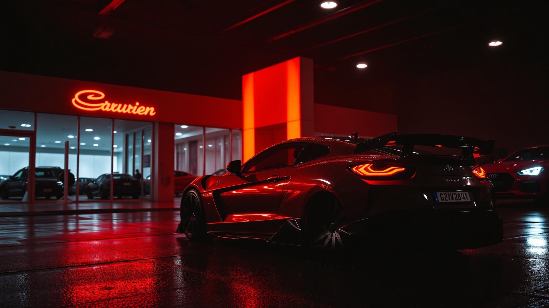 Showroom automotivo iluminado